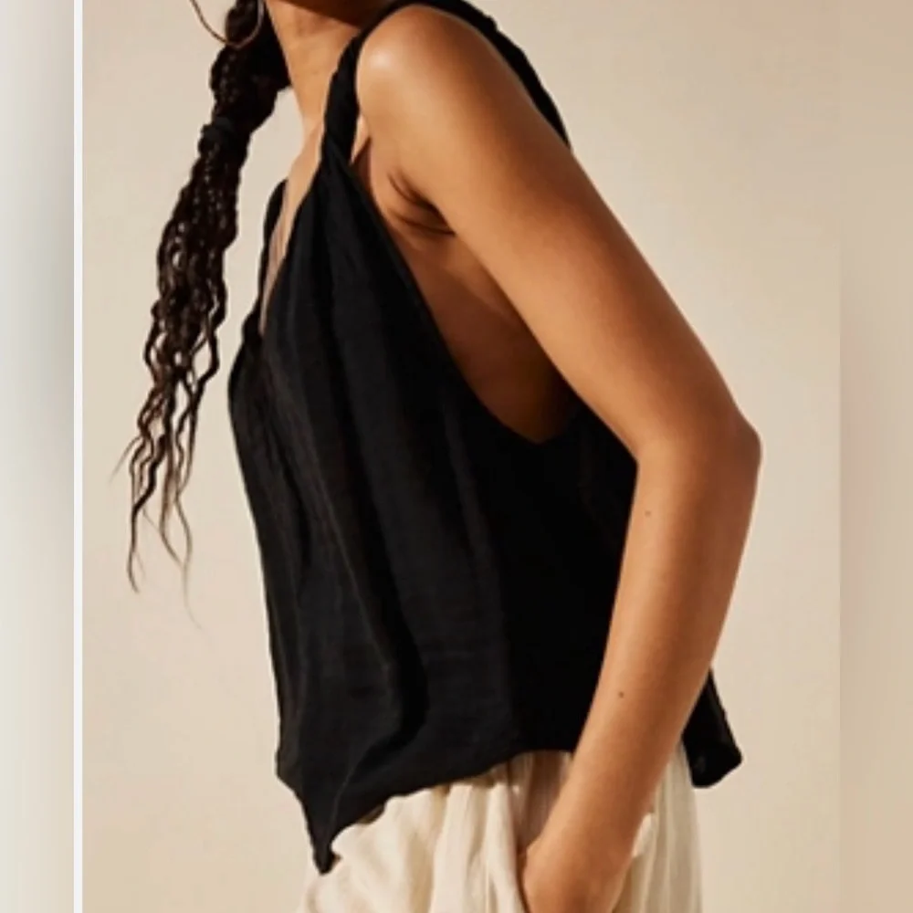 Free People Ivory Massima Reversible Twisted Strap Tank Top Gauzey Lightweight - Picture 3 of 13